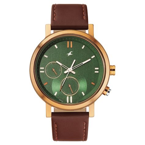 Buy Online Fastrack Tick Tock Quartz Analog Green dial Leather Strap ...