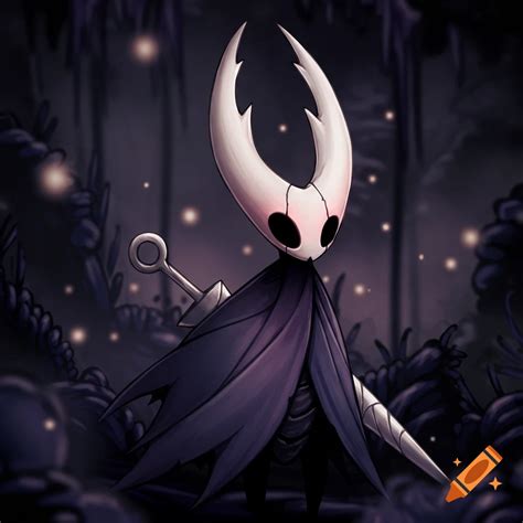 The character Hornet from the video game Hollow Knight stands in a dark ...