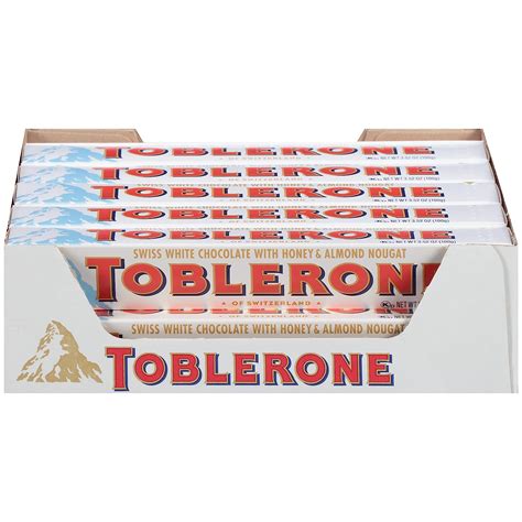 Buy Toblerone Swiss White Chocolate Bars with Honey & Almond Nougat, 20 ...