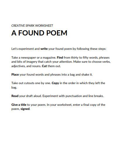 Image result for Found Poem Examples