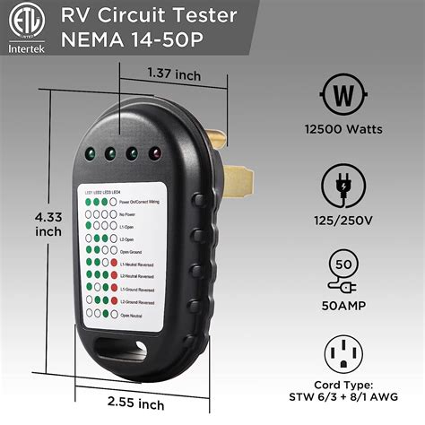 Buy RV Power Pedestal Tester 50 Amp,RV Circuit Analyzer 14-50P with ...