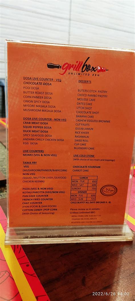 Menu at Grill Box R K Salai, Chennai, 25