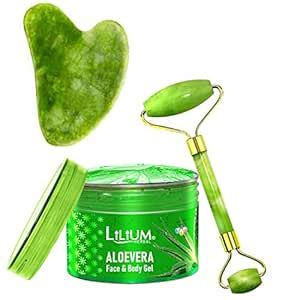 Lilium Aloe Vera Facial Gel & Double Side Face Roller (250g) : Amazon ...