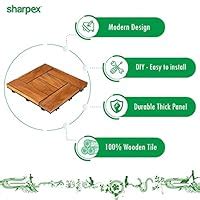 Sharpex Teak Wood Water Resistant Flooring Interlocking Deck Tiles (12 ...