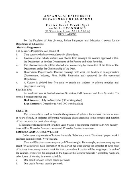 M - Summary - A N N A M A L A I U N I V E R S I T Y D E P A R T M E N T ...