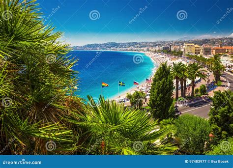 Beach Promenade in Old City Center of Nice, French Riviera, France ...