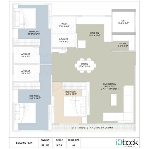 Systematic 3 BHK flat planning