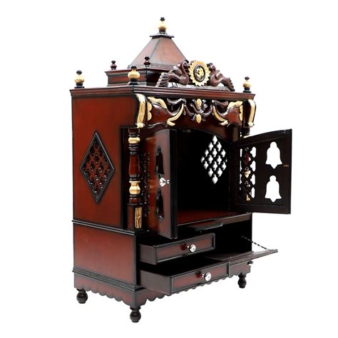 Divya Darshan Floor Rested Mandir for Home with Door - Brown – DZYN ...