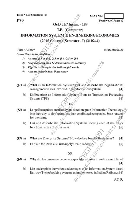 INSEM 189 - Information System Engineering Economics (2015) Exam Notes ...