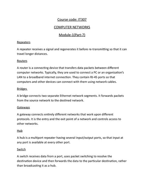 IT307_Computer Networks_KTU_Module 1_Part7 - Course code: IT COMPUTER ...