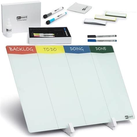 Double Sided Desktop WhiteBoard Kanban Set with Stand.18 x11,Dry Erase ...