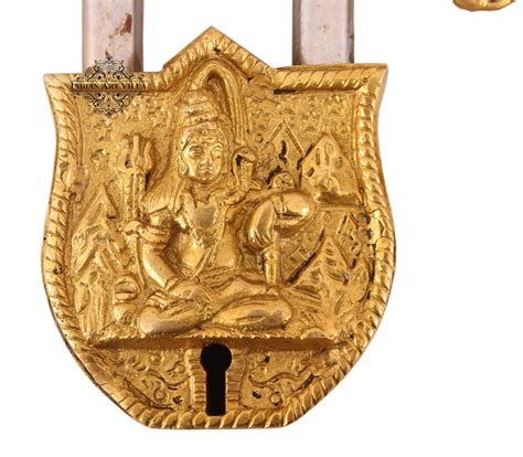 Buy Indian Art Villa Pure Brass Lord Shiva Design Lock with 2 Keys ...