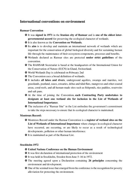 International conventions on environement - It is also known as the ...