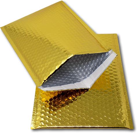EPOSGEAR 10 Gold Shiny Metallic Foil Bubble Padded Bag Mailing ...
