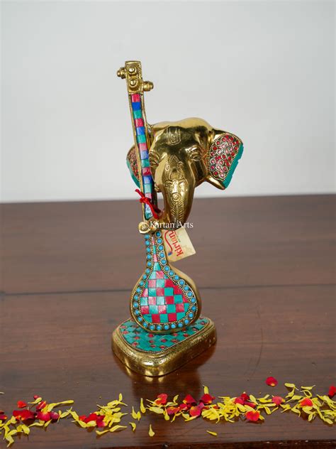 Brass Ganesha with Sitar | 12" | Stonework – Kirtan Arts