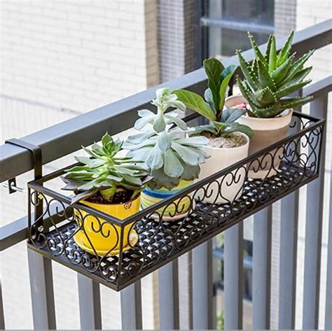 Neumark Impex Neumark Iron Hanging Railing Plant Stand For Balcony Home ...