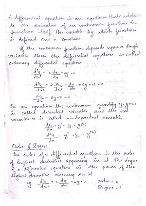 Order of Differential Equations - Studocu