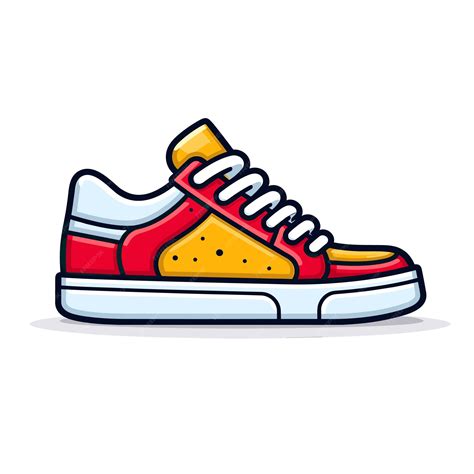 Premium Vector | A drawing of a shoe with a red and yellow shoe on it.