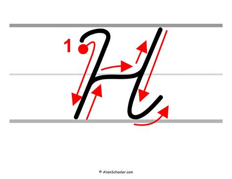 How To Write a Capital H In Cursive (with arrows) - Alien Schooler