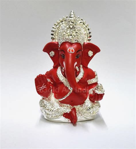 Buy Gold Art India 999 Silver Plated Ganesh Idol for Car Dashboard God ...