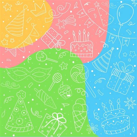 Sfondo di compleanno colorato disegnato a mano | Vettore Gratis