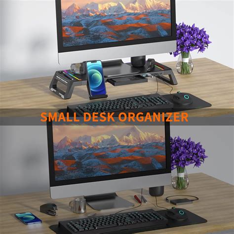 Buy AICHESON Computer Monitor Stand Riser RGB Gaming Lights with 4 USB ...