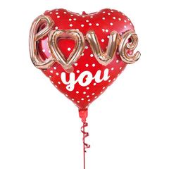 Buy PartyCorp I Love You Red Heart With Cursive Rose Gold Love Text 3D ...
