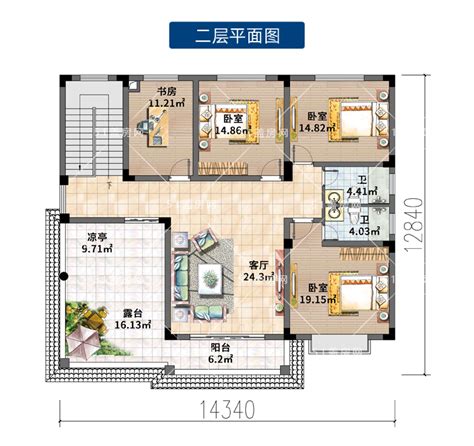 漂亮的二层半农村别墅设计图_别墅设计图纸,农村房屋设计图,农村自建房设计_赠品图纸_别墅图纸超市