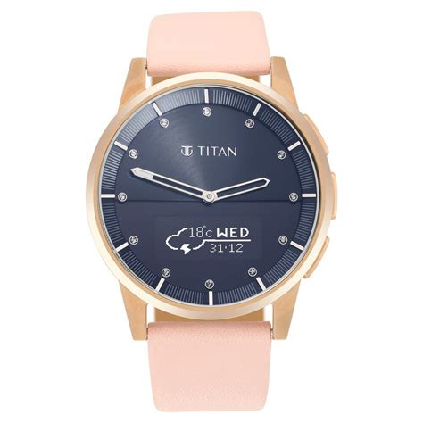Titan Connected Plus Pink Dial Hybrid Leather Strap Watch for Women ...