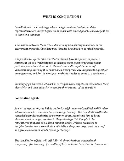 WHAT IS Conciliation - WHAT IS CONCILIATION? Conciliation is a ...