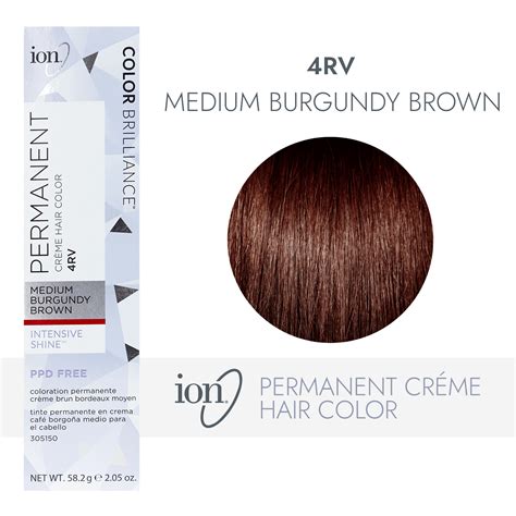 Ion 4RV Medium Burgundy Brown Permanent Creme Hair Color | Red | 2.05 ...