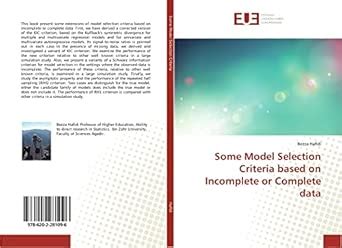 Buy Some Model Selection Criteria based on Incomplete or Complete data ...