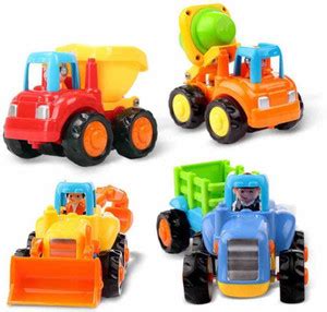 TechHark Set of 4 Happy Engineering vehicles Friction Trucks power is ...