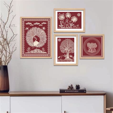 Beautiful Warli Art with Indian Rural Life Wall Frame Set of Four ...