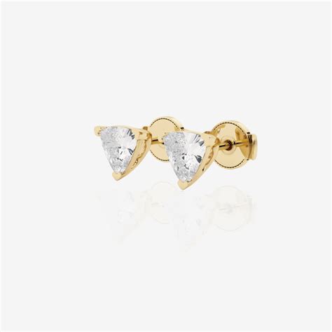 Trillion Cut Moissanite Diamond Certified Stud 18k Gold Earrings ...