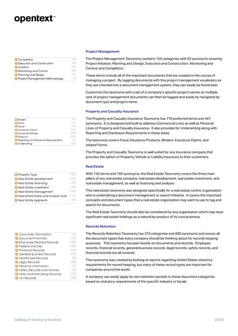 OpenText Taxonomy Catalog & Services | PDF