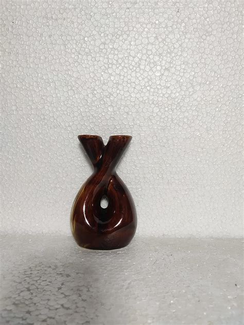 Buy Ceramic Flower Vase 2-Neck for Home Decor 6 Inches, Brown (Flower ...