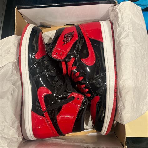 Air Jordan retro 1 patent leather breds - Depop