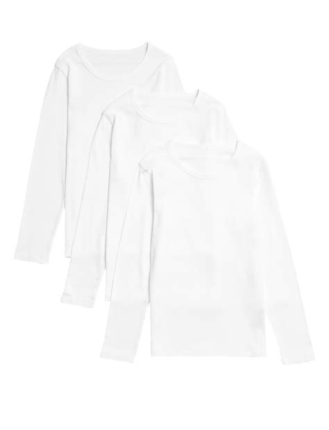 Buy 3pk Pure Cotton Long Sleeve Vests (2-14 Yrs) at Marks & Spencer
