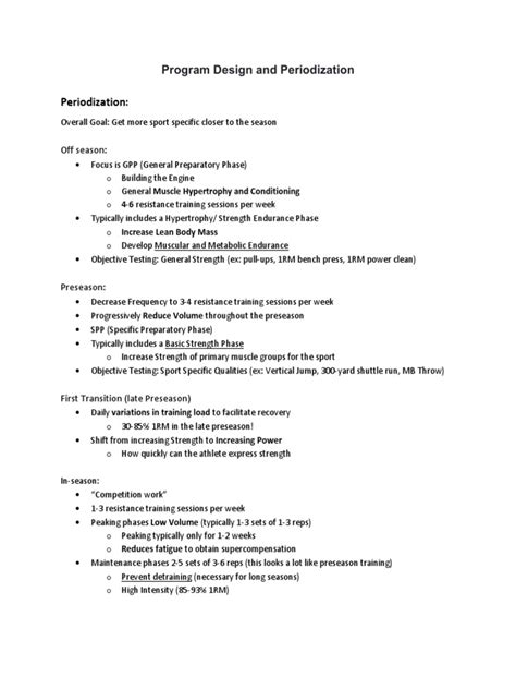 Image result for Periodization Program Example