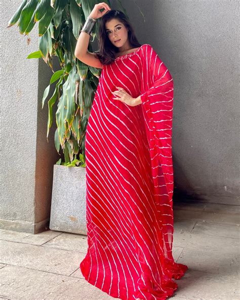 Red Leheriya Kaftan dress