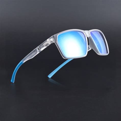 Wayfarer Polarized Sunglasses | Blue Lens | Transparent Frame - PMG678