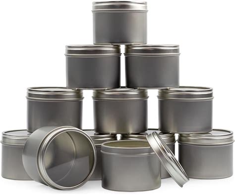 CornucopiaBrands Set of 12 Silver Metal Tins with View Window Lids ...