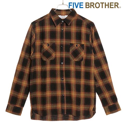 ファイブブラザー FIVE BROTHER FIVE BROTHER LIGHT FLANNEL WORK SHIRTS BROWN ...