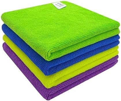 SOFTSPUN Microfiber Cleaning Cloths, 4pcs 40x40cms 340 GSM Multi-Colour ...