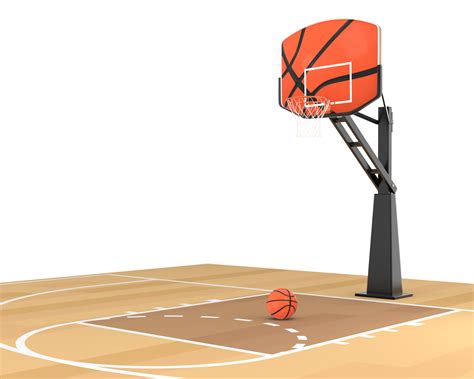 3D Rendering Basketball Court And Hoop Frontside View 24596297 PNG