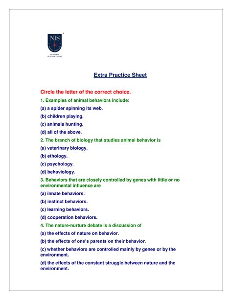 Q4W5 Extra Practice - Extra Practice Sheet Circle the letter of the ...