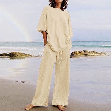 Two Piece Outfits for Women,Summer Outfits for Women 2 Piece Cotton ...