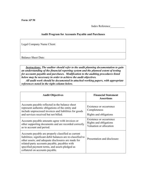 Image result for Accounts Payable Audit Program Sample