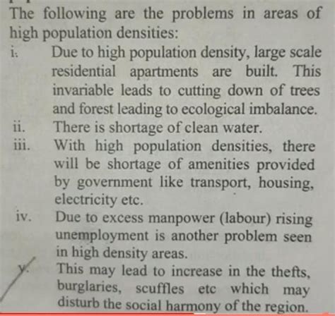 What are the problem in area of high population densities - Brainly.in